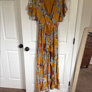 Floral Yellow Romper Dress